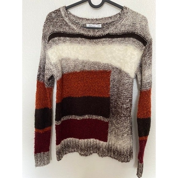 Reitmans cotton mix media stripe color block Sweater size S - Picture 2 of 5